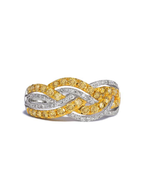 Effy Canare 14k 2-tone Gold Yellow And White Diamond Ring, 0.95 Tcw