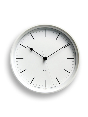 Riki Steel Line Clock In White