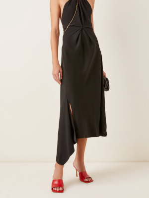 Halter Neck Crepe Midi Dress