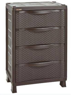 4 Drawer Resin Rattan Cabinet Brown - Inval