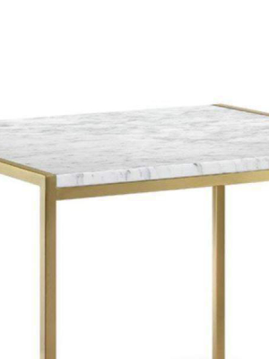 Carrara Marble Accent Table - Brass