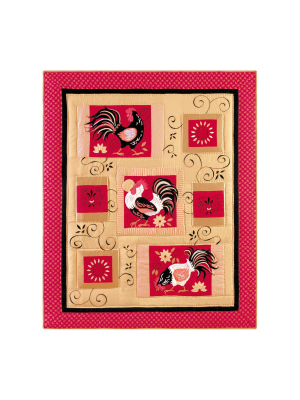 C&f Home Il Gallo & Rustic Rooster Cotton Quilted Throw