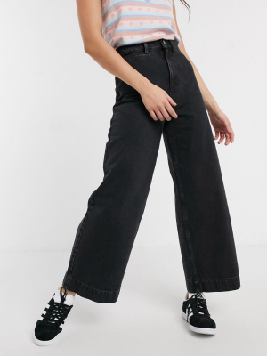 Asos Design High Rise 'easy' Wide Leg Jeans In Black