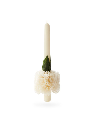 Creme Floral Taper Candle