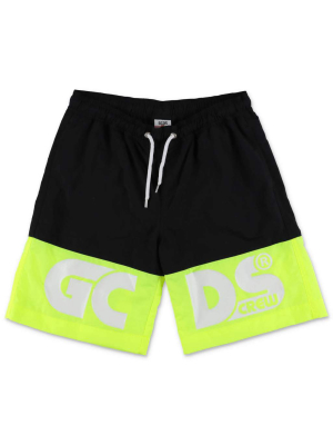 Gcds Kids Logo Printed Two-tone Swim Shorts