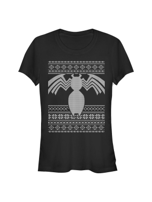 Junior's Marvel Ugly Christmas Venom T-shirt