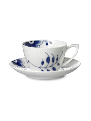 Blue Fluted Mega Tea Cups & Saucers