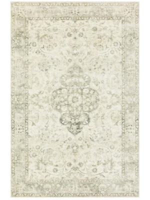 Loloi Rosette Rug - Ivory/silver