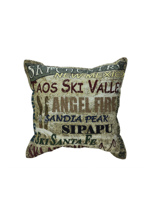 Simply Home 17" New Mexico Ski Country Tapestry Accent Indoor Throw Pillow - Green/brown