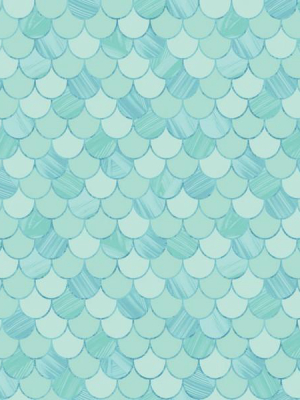 Catalina Scales Wallpaper In Aqua From The Tortuga Collection By Seabrook Wallcoverings