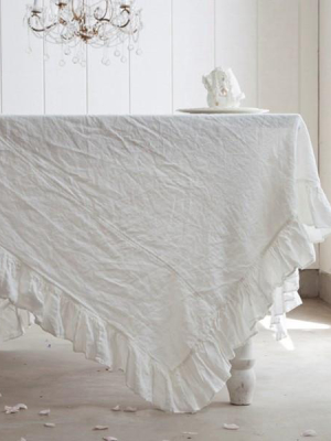 Cottage Linen Single Ruffle Tablecloth