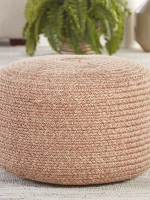 Santa Rosa Indoor/outdoor Pouf In Light Tan & Beige