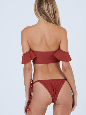 Conch Tie Side Bikini Bottom - Canyon Red