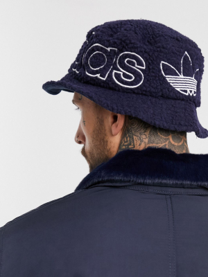 Adidas Originals Sherpa Bucket Hat In Navy