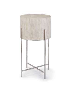 Bone Drum Table In Polished Nickel