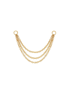 Triple Chain Stud Earring Charm - Yellow Gold