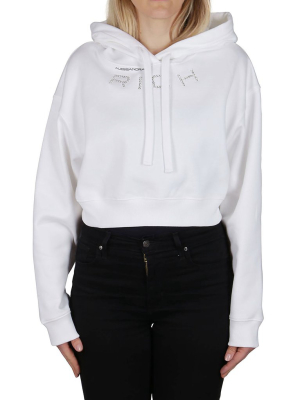 Alessandra Rich Crystal-embellished Logo Hoodie