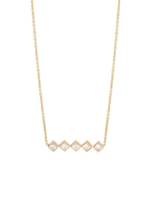 14k 5 Princess Diamond Bar Necklace
