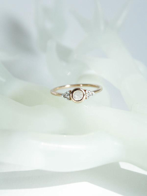 Rose Gold Rainbow Moonstone & Topaz La Mer Ring