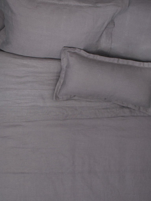 The Lane Grey Belgian Linen Throw Pillow