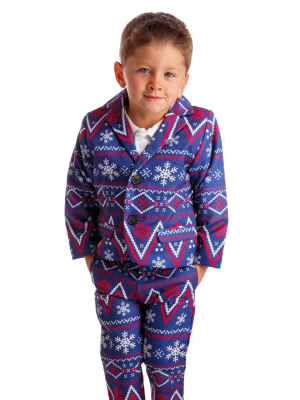 The Navy Nordic | Navy Fair Isle Toddler Holiday Suit