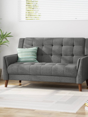 Candace Mid Century Modern Loveseat Dark Gray - Christopher Knight Home