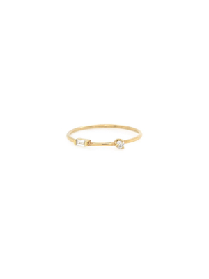 14k Gold Baguette And Round Diamond Band Ring