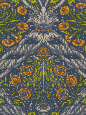 Floral Ornament Wallpaper In Blue Multi From The Wallpaper Compendium Collection By Mind The Gap