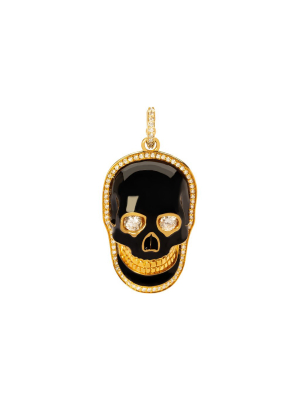 Skull Pendant - Black Enamel