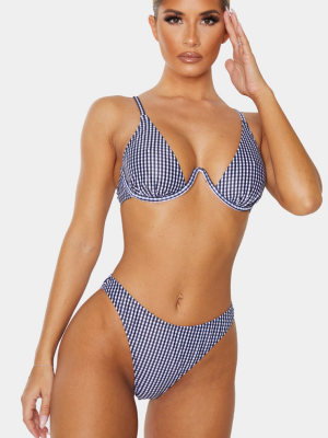 Black Gingham Underwired Bikini Top