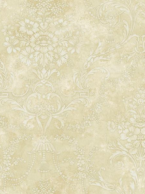 Jeffreys Floral Wallpaper In Beige, Off-white, And Metallic By Carl Robinson For Seabrook Wallcoverings