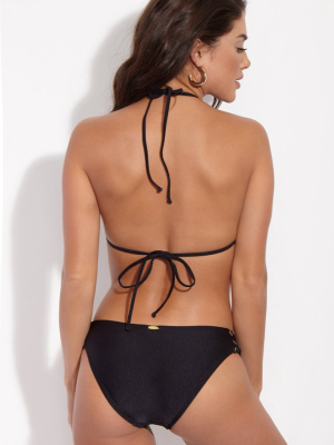 Lace Up Full Bikini Bottom - Black