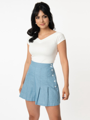 Unique Vintage White Cap Sleeve Deena Top