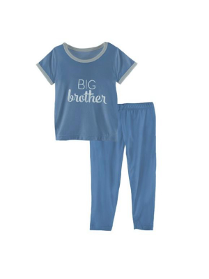 Kickee Pants Short Sleeve Applique Pajama Set - Blue Moon Big Brother