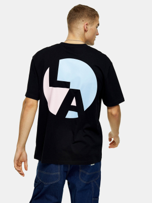 Black La Circle T-shirt With Organic Cotton