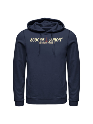 Men's Stranger Things Scoops Ahoy Nautical Logo Pull Over Hoodie