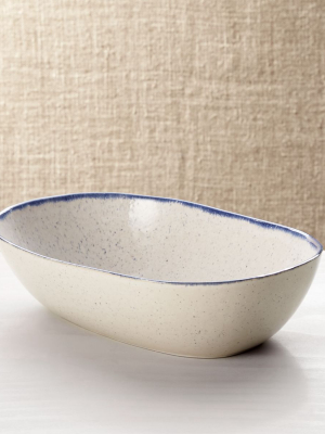 Lina Blue Stripe Oval Serving Bowl