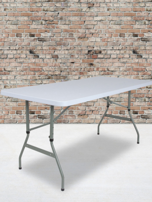 Flash Furniture 4.93-foot Height Adjustable Granite White Plastic Folding Table