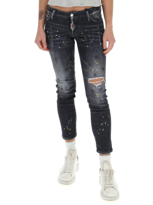 Dsquared2 Splatter Effect Cropped Jeans