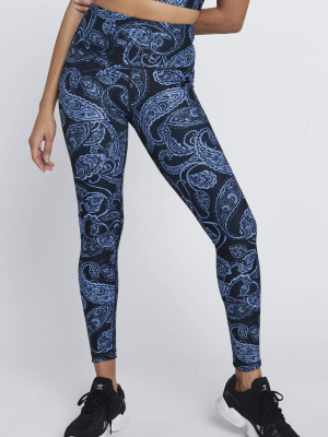 High Waist Reversible Leggings Sky Paisley