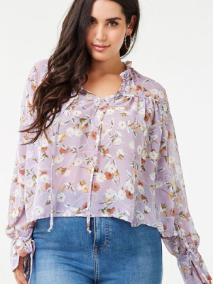 Plus Size Floral Print Top