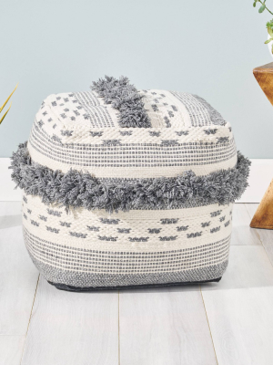 Kipling Contemporary Pouf Ivory - Christopher Knight Home