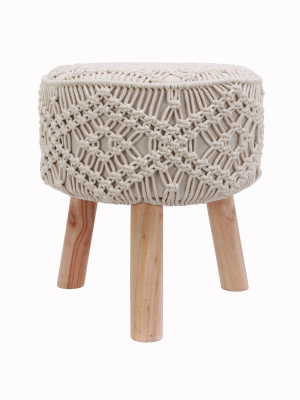 Nirobi Crocheted Stool White - Décor Therapy