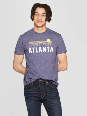 Men's Short Sleeve Crewneck Atlanta Sun Graphic T-shirt - Modern Lux Indigo