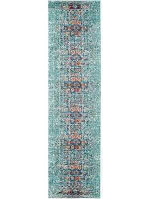 Monaco Washed Blue/multi Runner Rug