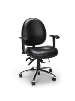 24 Hour Big And Tall Ergonomic Anti Bacterial Vinyl Computer Swivel Task Chair - Ofm