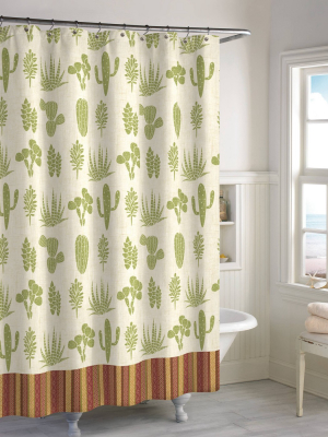 Cactus Shower Curtain Olive - Destinations