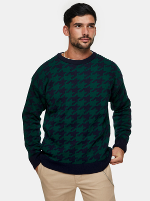 Green And Navy Houndstooth Sweater