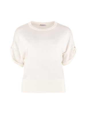 Brunello Cucinelli Embellished Roll-sleeved Top