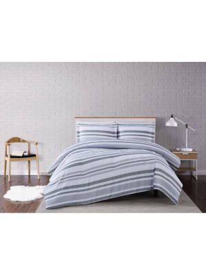 Curtis Stripe Comforter Set White/gray - Truly Soft